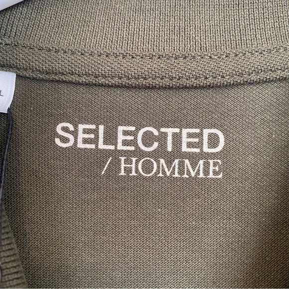 Selected Homme Men's Olive Green Long Sleeve Polo Shirt Size Large NWT - Picture 6 of 9